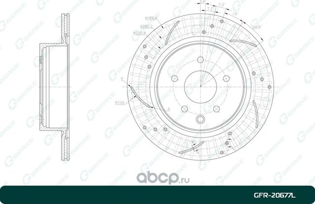ДИСК ТОРМОЗНОЙ ПЕРФОРИРОВАННЫЙ G-BRAKE GFR-20677L ЛЕВЫЙ. Артикул GFR20677L