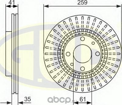 Тормозной диск G.U.D. передний для Renault Symbol ll 2008-2012. Артикул GDB121106