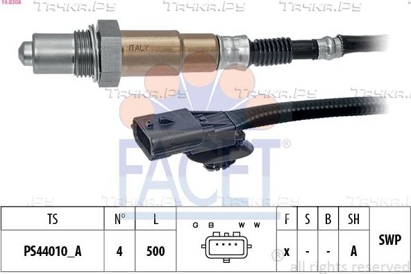 Лямбда-зонд (кислородный датчик) Facet Made in Italy - OE Equivalent. Артикул 10.8308