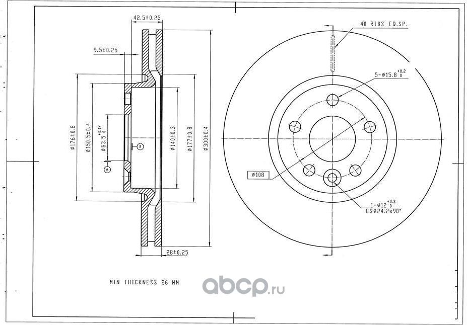 Диск тормозной AVANTECH. Артикул BR3002S