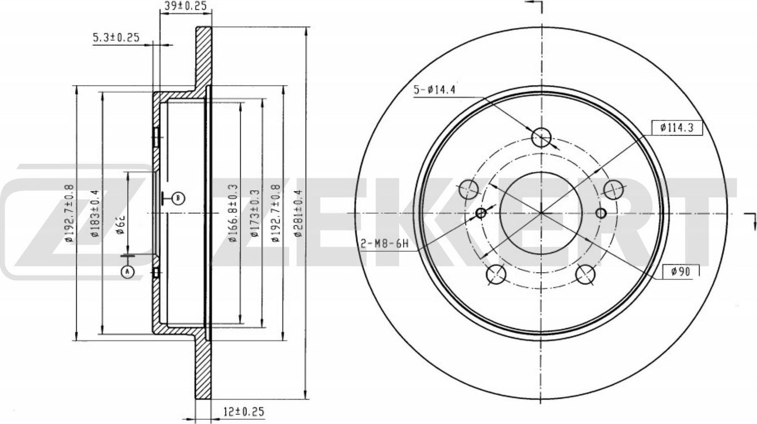 Тормозной диск Zekkert. Артикул BS-6191B