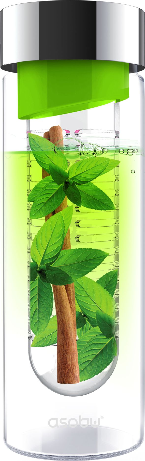 Бутылка Asobu FLAVOUR IT, 480 мл, Серебряный/Зеленый. Артикул SWG11.04/16-GREEN