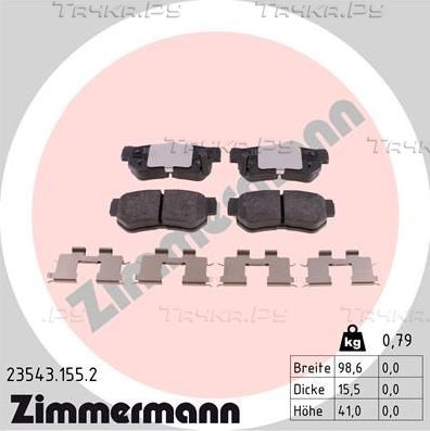 Тормозные колодки Zimmermann задние для Kia Magentis II 2005-2010. Артикул 23543.155.2