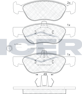 Тормозные колодки Icer передние для Fiat Brava 1995-2001. Артикул 181124