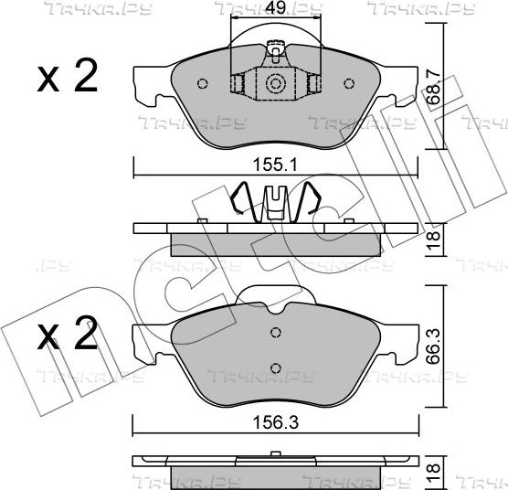 Тормозные колодки Metelli передние для Renault Clio III 2006-2014. Артикул 22-0335-1