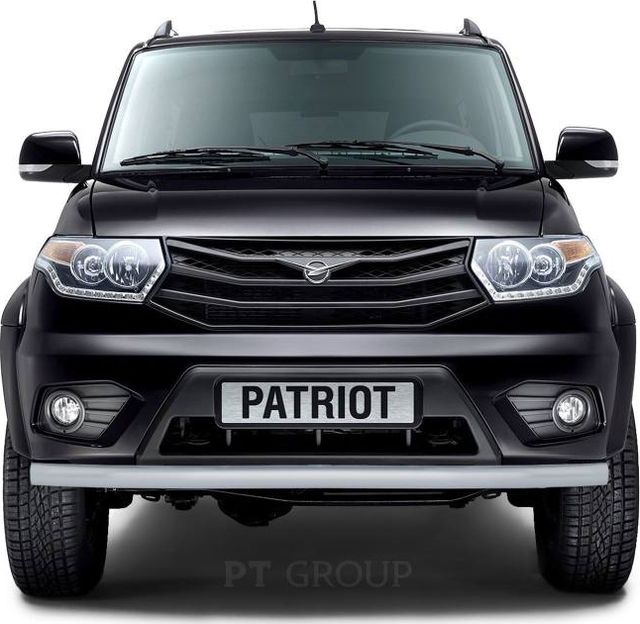 Защита PT Group переднего бампера одинарная d=63 мм ИСКРА (ППК) для УАЗ Patriot I рестайлинг 2014-2026. Артикул UZP-14-330201.11