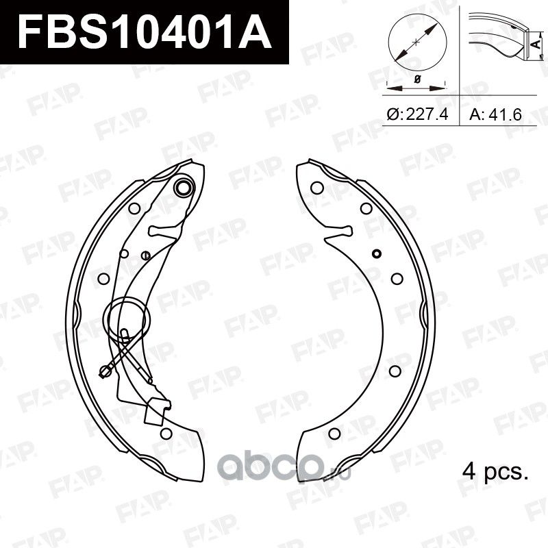 FBS10401A КОЛОДКИ ТОРМОЗНЫЕ БАРАБАННЫЕ (FAP). Артикул FBS10401A
