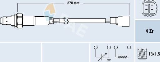 Лямбда-зонд (кислородный датчик) FAE. Артикул 77330
