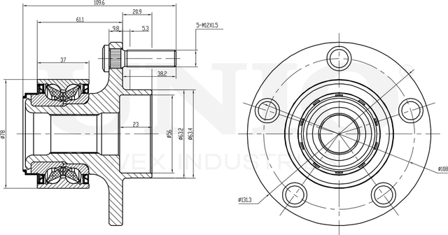 Ступица колеса с интегрированным подшипником (Unio). Артикул HUB-20086