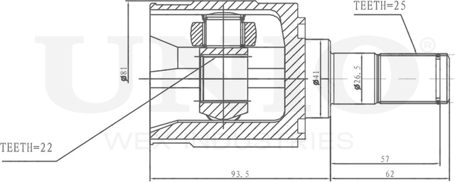 ШРУС внутренний (Unio). Артикул CVJ-30152