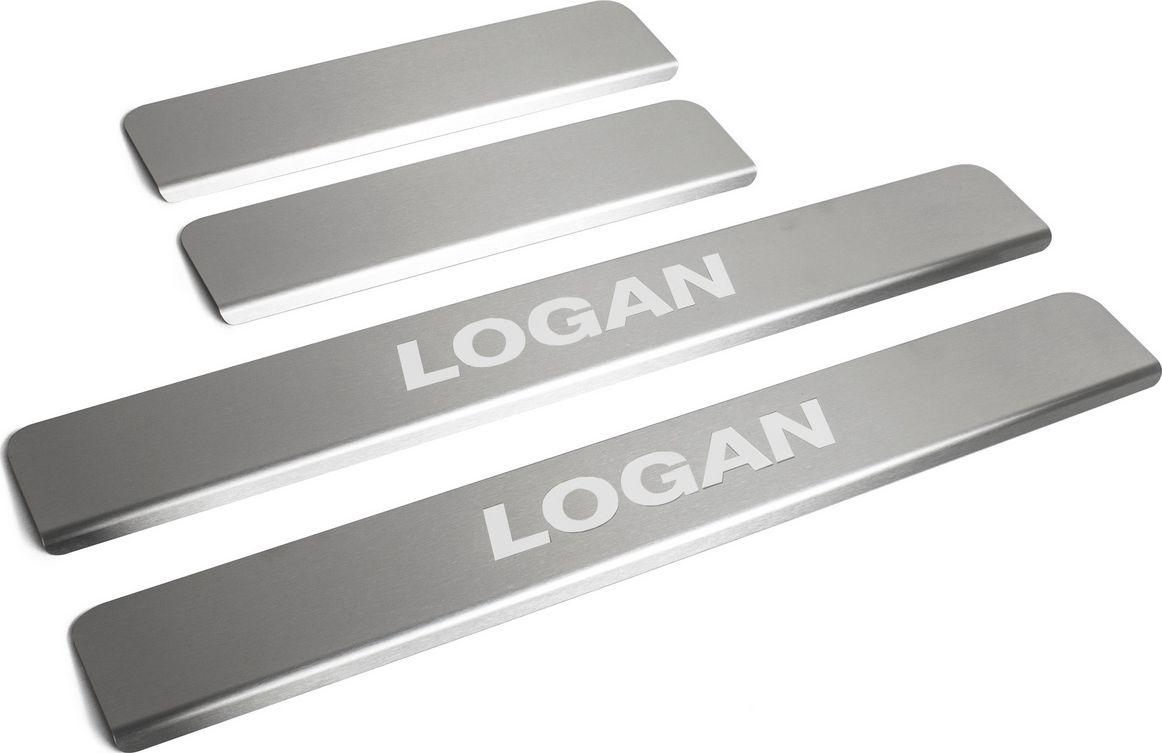 Накладки Rival на пороги (с надписью) для Renault Logan Stepway седан 2018-2026. Артикул NP.4701.3