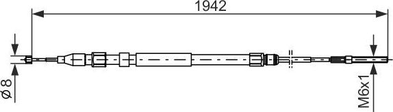 Трос ручника (тросик ручного тормоза) Bosch. Артикул 1 987 477 820