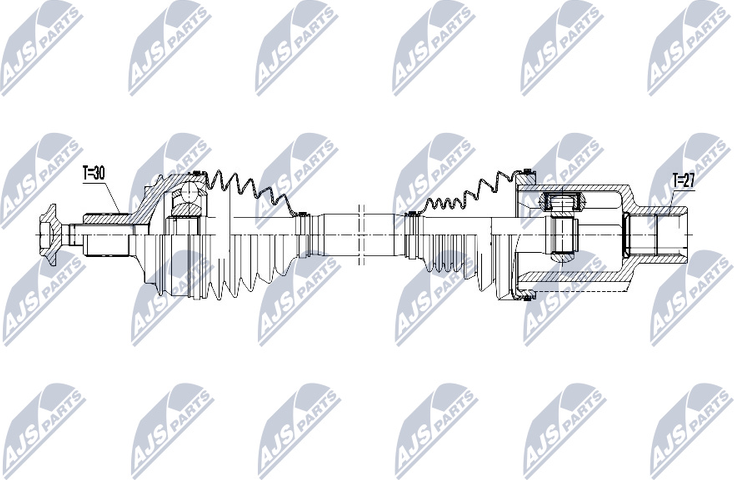 Полуось (привод в сборе, приводной вал) NTY. Артикул NPW-ME-077