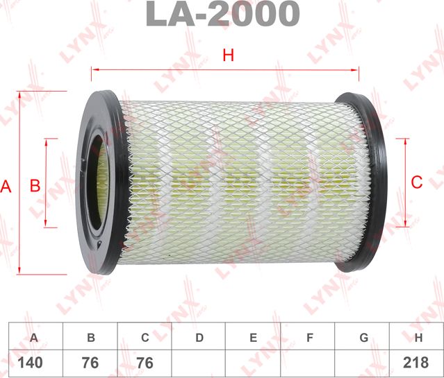 Воздушный фильтр LYNXauto. Артикул LA-2000