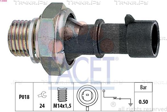 Датчик давления масла Facet Made in Italy - OE Equivalent для Chevrolet Epica I 2005-2012. Артикул 7.0069