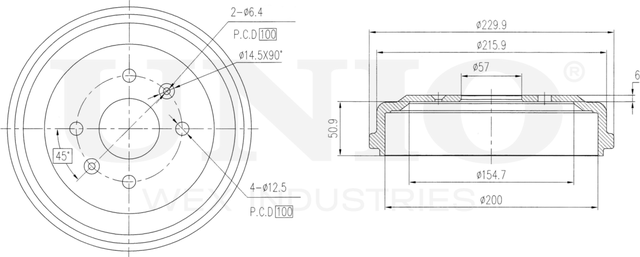 Барабан тормозной (Unio). Артикул BRD-10007