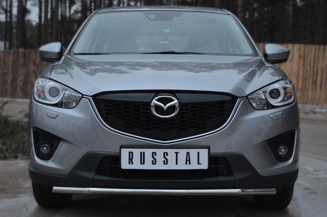 Защита RusStal переднего бампера d42 (секции) для Mazda CX-5 I 2011-2017. Артикул M5Z-001133