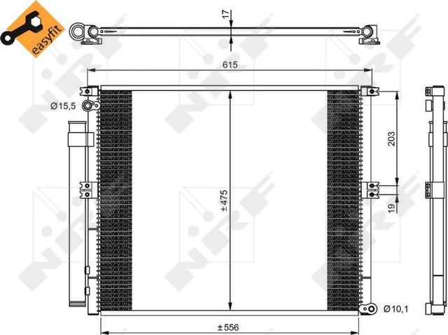 Радиатор кондиционера (конденсатор) NRF EASY FIT для Toyota Land Cruiser Prado 120 2002-2010. Артикул 350050
