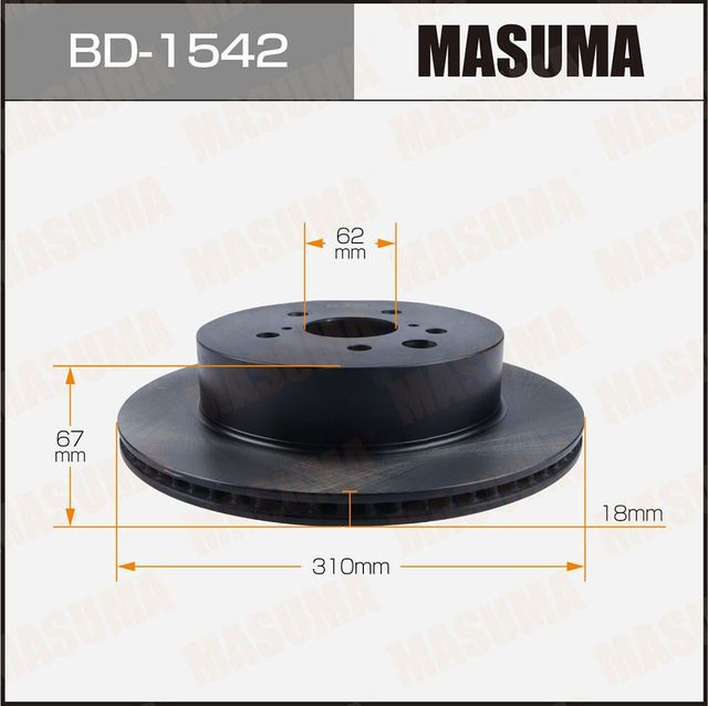 Диск тормозной MASUMA, rear TOYOTA LEXUS CROWN, GS450H GRS200, GWS191 Masuma. Артикул BD1542
