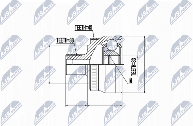 Шрус наружный (граната) NTY для SEAT Exeo 2009-2010. Артикул NPZ-AU-046