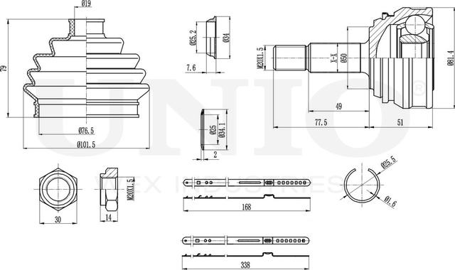 ШРУС наружный (Unio). Артикул CVJ-20074