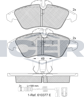 Тормозные колодки Icer передние для Mercedes-Benz Sprinter Classic (909) 2013-2026. Артикул 141104-203