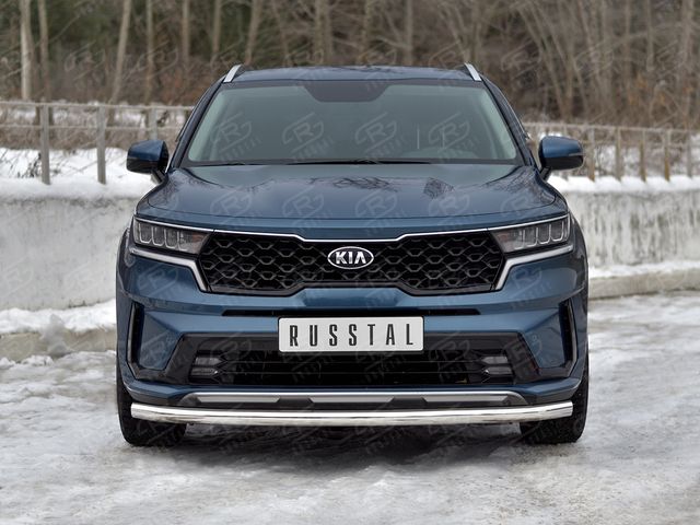 Защита RusStal переднего бампера d63 секции для Kia Sorento IV 2020-2026. Артикул KSORZ-004014