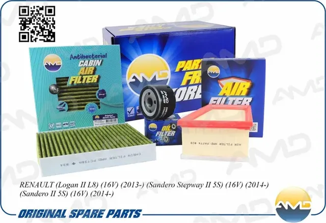 Комплект фильтров (масл.7700274177 + возд.8200431051 + салон.антибак.уг.272773016R) (AMD). Артикул AMD.SETF143A