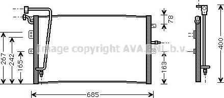 Радиатор кондиционера (конденсатор) AVA для Saab 9-5 I 1997-2001. Артикул SB5039