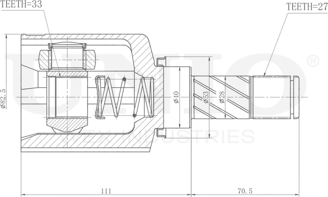 ШРУС внутренний (Unio). Артикул CVJ-30133