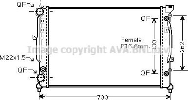 Радиатор охлаждения двигателя AVA для Audi A6 II (C5) 1997-2005. Артикул AIA2122