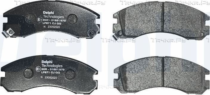 Тормозные колодки Delphi (Low-Metallic) передние для Mitsubishi L400 1995-2005. Артикул LP871