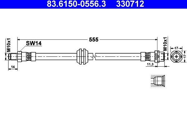Тормозной шланг ATE. Артикул 83.6150-0556.3