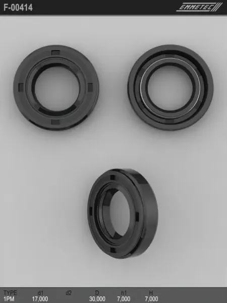 Сальник 17,00/30,00*7,00/7,00 тип 1PM (Emmetec). Артикул F00414