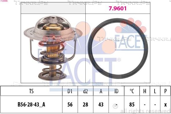 Термостат Facet Made in Italy - OE Equivalent для Volvo V40 I 1998-2004. Артикул 7.8398