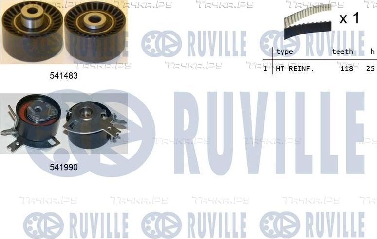 Ремень ГРМ с роликами (комплект) Ruville для Peugeot 807 I 2006-2014. Артикул 550280