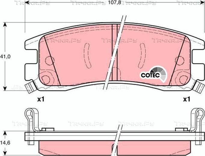 Тормозные колодки TRW COTEC задние для Cadillac Eldorado X 1992-1994. Артикул GDB1309