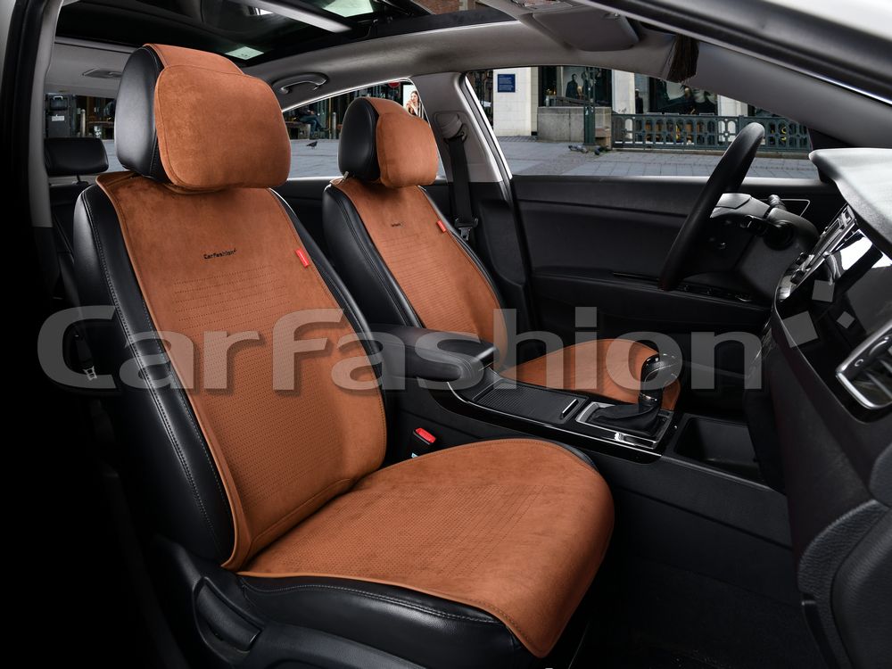 Накидки универсальные CarFashion 2D Prestige Front на передние сидения авто, цвет Коричневый/Коричневый. Артикул 26239