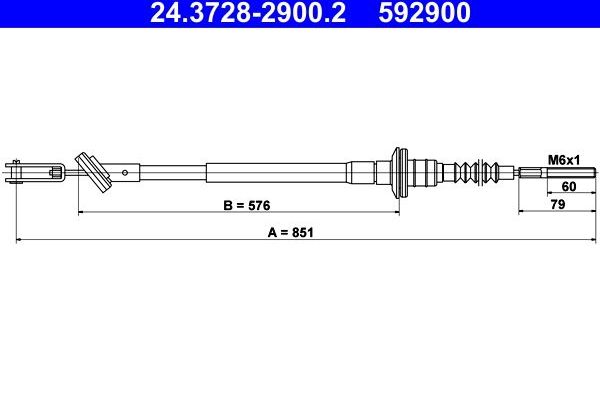 Трос сцепления ATE. Артикул 24.3728-2900.2