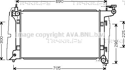 Радиатор охлаждения двигателя AVA для Toyota Corolla E120, E130 2001-2008. Артикул TO2323
