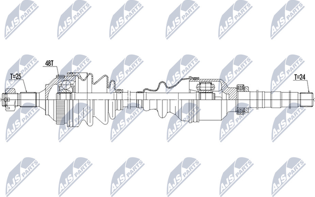 Полуось (привод в сборе, приводной вал) NTY правая для Citroen Xsara 1998-2005. Артикул NPW-CT-059