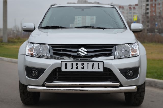 Защита RusStal переднего бампера d76х42 (дуга) для Suzuki Grand Vitara 3-дв. 2012-2015. Артикул SV3Z-001105