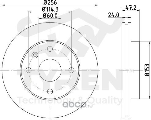 Тормозной диск (Tyren). Артикул TYR1020501