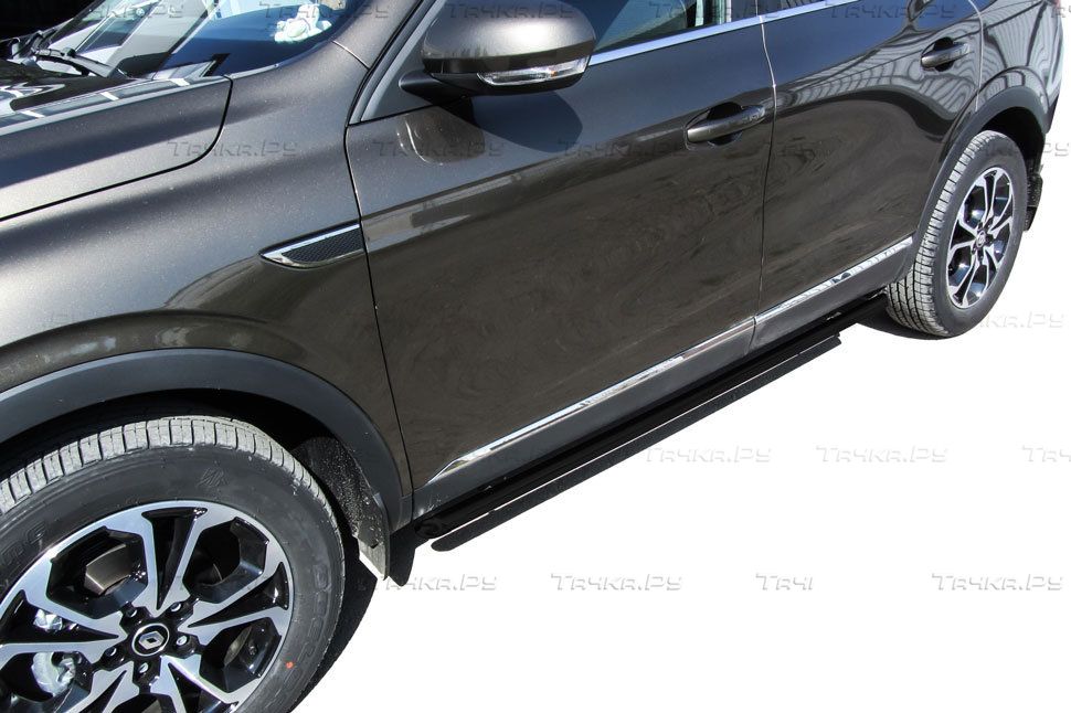Защита Slitkoff порогов D42 труба черная для Renault Arkana 2019-2026. Артикул RAR4WD004B