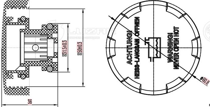 крышка (пробка) расширительного бачка LUZAR для а/м Opel Astra H (04-)/Zafira B Luzar (полимерный материал). Артикул LL 0577