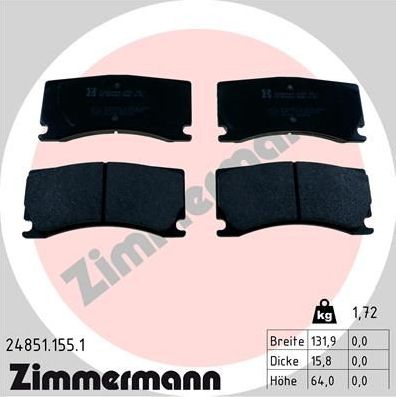 Тормозные колодки Zimmermann задние для Jaguar XK II 2006-2014. Артикул 24851.155.1