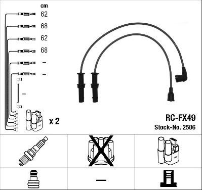 Высоковольтные провода (провода зажигания) (комплект) NGK для Subaru Forester I 1997-1998. Артикул 2506