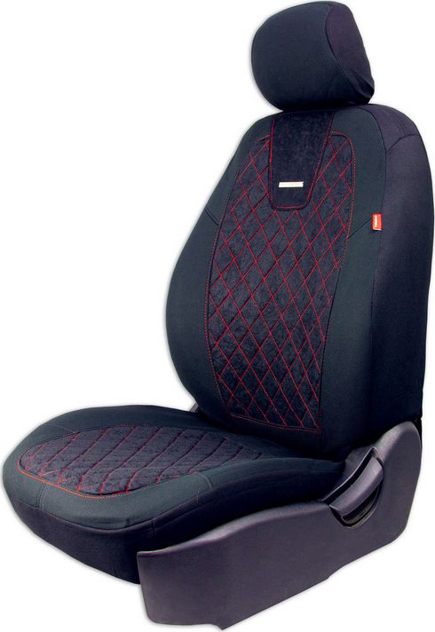 Чехлы универсальные CarFashion Colombo на сидения авто, цвет Черный/Черный/Красный. Артикул 11057