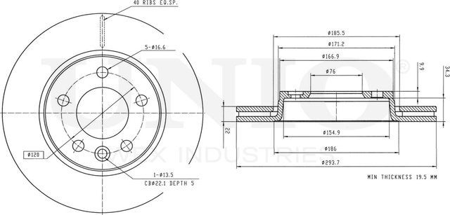 Диск тормозной (Unio). Артикул BRD-20071