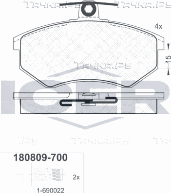 Тормозные колодки Icer передние для Volkswagen Passat B3 1988-1997. Артикул 180809-700